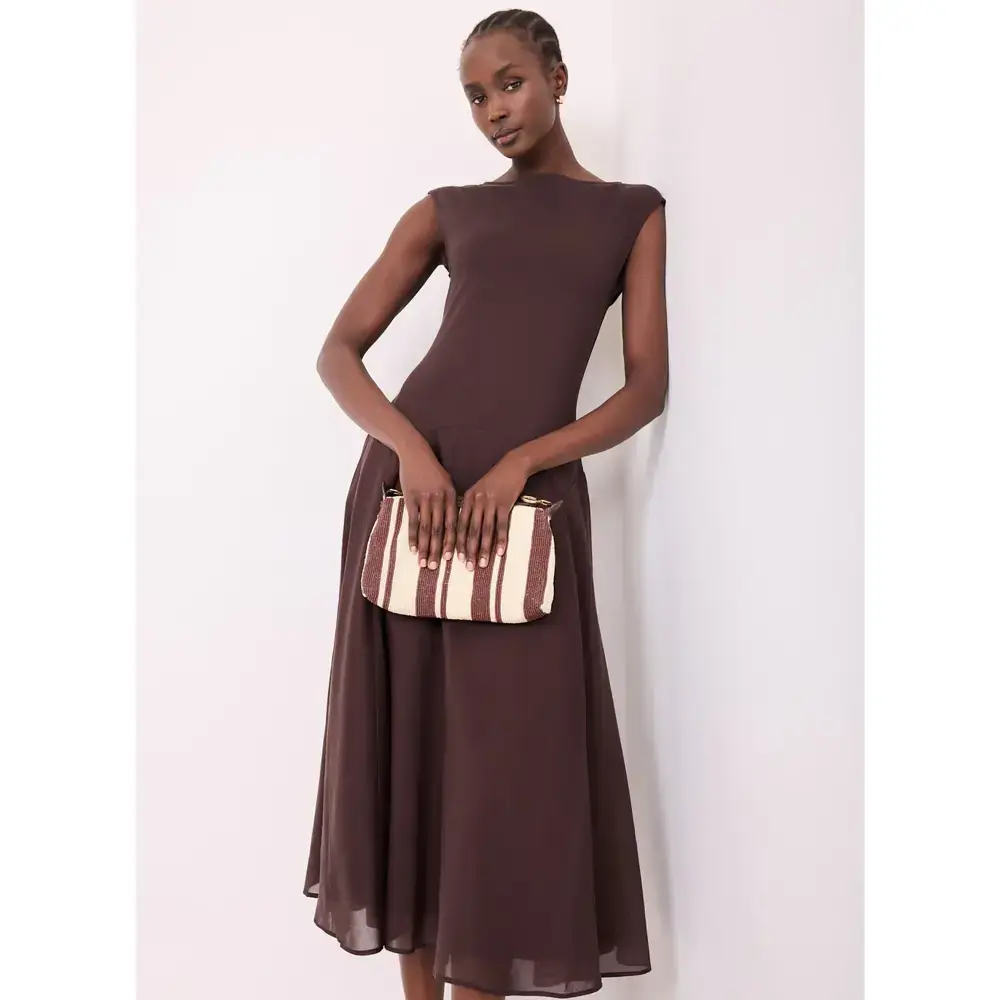 Mint Velvet Brown Sleeveless Midi Dress